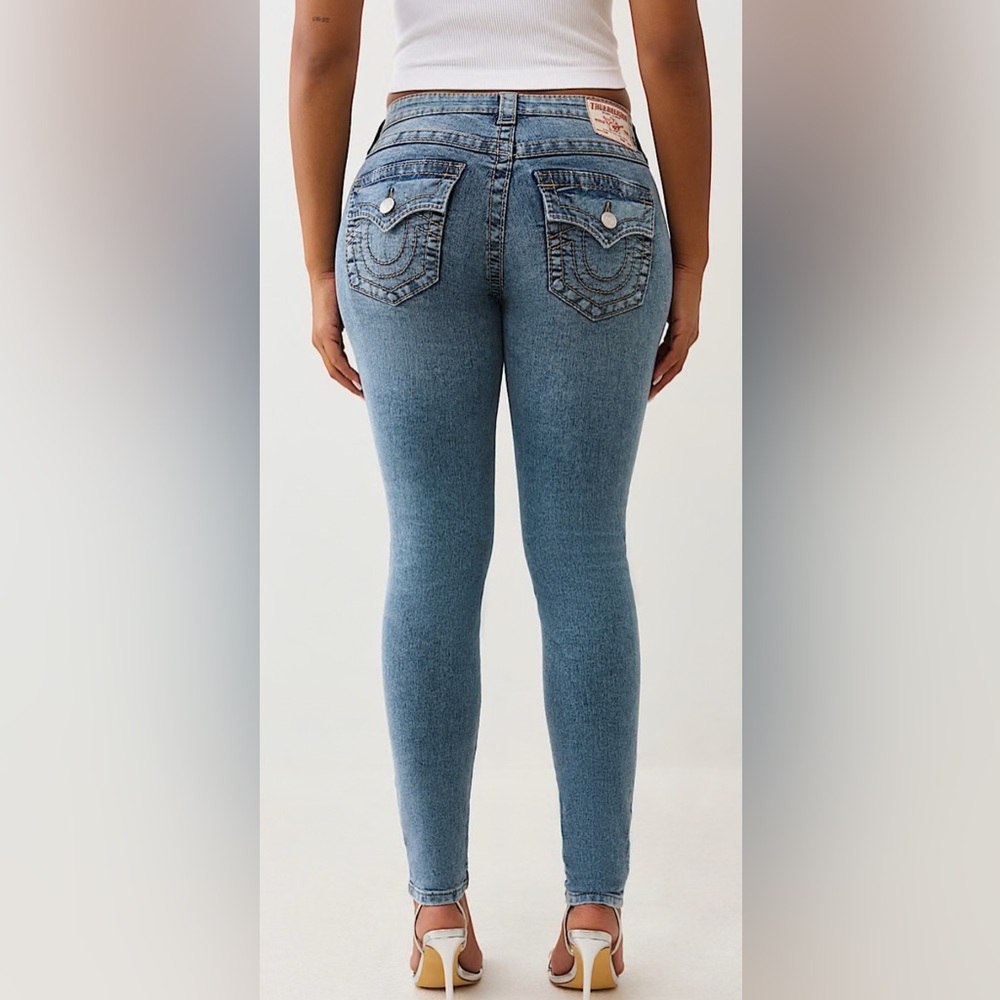 True Religion Jenny Mid rise Skinny Denim Blue Jeans 27 - Picture 4 of 13